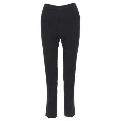 Pre-owned Ralph Lauren Wool Black Slim Leg Concealed Fky Work Trousers Pants Us2 26"