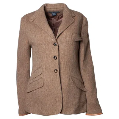 Pre-owned Ralph Lauren , Wool Blazer With Leather Details In Brown