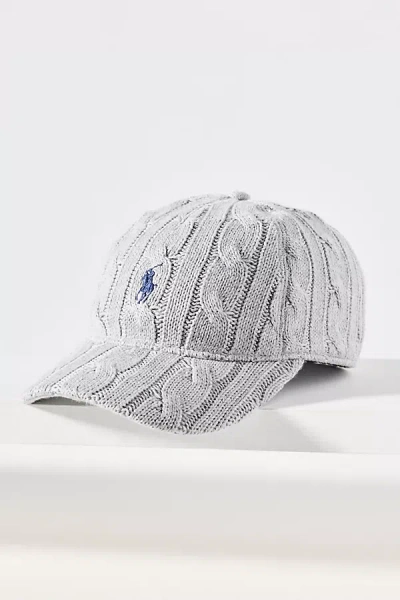 Ralph Lauren Wool Blend Cable Knit Baseball Cap In Gray