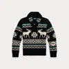 Ralph Lauren Wool-blend Elk-graphic Sweater In Black