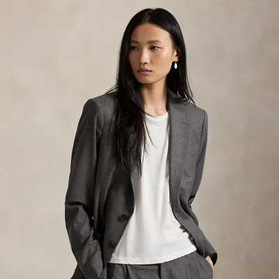 Ralph Lauren Wool-blend Flannel Blazer In Gray