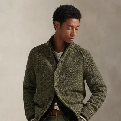 Ralph Lauren Wool-blend Mockneck Cardigan In Green