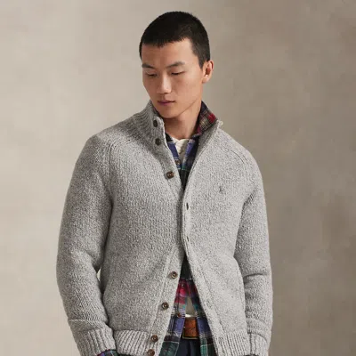 Ralph Lauren Wool-blend Mockneck Cardigan In Gray