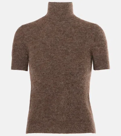 Polo Ralph Lauren Wool-blend Turtleneck Top In Brown