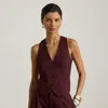 Ralph Lauren Wool-blend Twill Vest In Burgundy