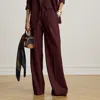 Ralph Lauren Wool-blend Twill Wide-leg Pant In Burgundy