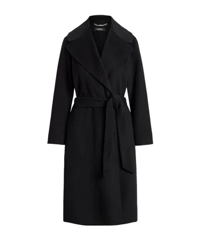 Ralph Lauren Wool Blend Wrap Coat In Black