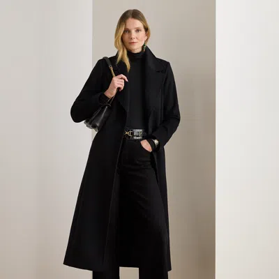 Ralph Lauren Wool-blend Wrap Coat In Black