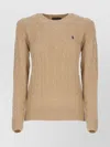 Ralph Lauren Wool Cable Knit Crewneck Sweater In Neutral