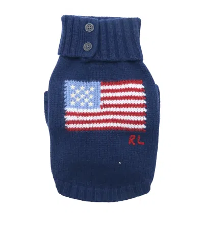 Ralph Lauren Wool-cashmere Flag Dog Sweater In Blue