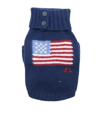 Ralph Lauren Wool-cashmere Flag Dog Sweater In Blue