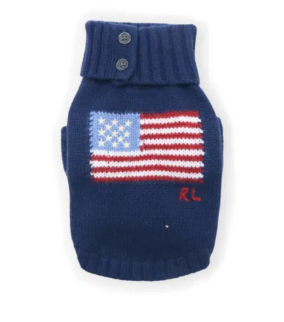 Ralph Lauren Wool-cashmere Flag Dog Sweater In Blue