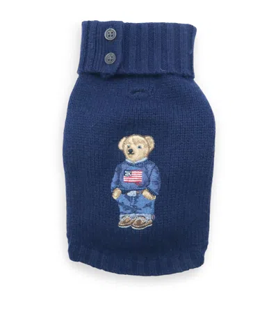 Ralph Lauren Wool-cashmere Polo Bear Dog Sweater In Blue