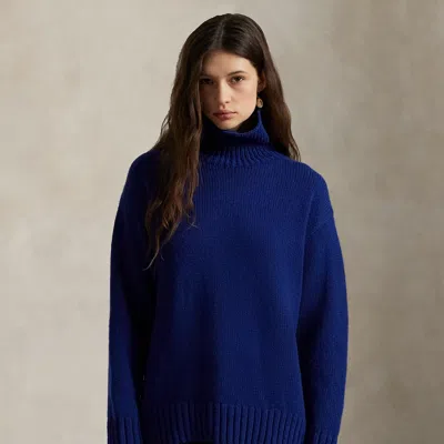 Ralph Lauren Wool-cashmere Turtleneck Sweater In Blue