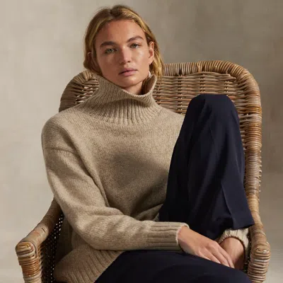 Ralph Lauren Wool-cashmere Turtleneck Sweater In Brown