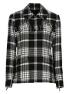 Polo Ralph Lauren Goleta Fringed Checked Wool-flannel Jacket In Black