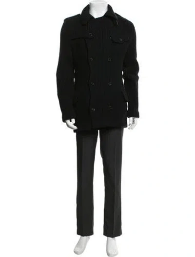 Pre-owned Ralph Lauren Wool Collar Cardigan In Black