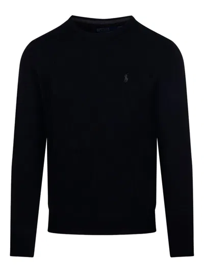 Ralph Lauren Wool Crewneck Sweater In Black
