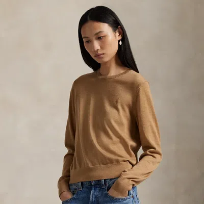 Ralph Lauren Wool Crewneck Sweater In Brown