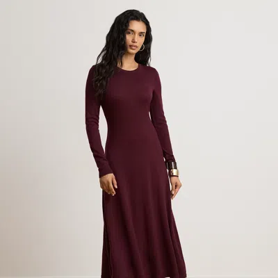 Ralph Lauren Wool Crewneck Sweater Dress In Dark Garnet