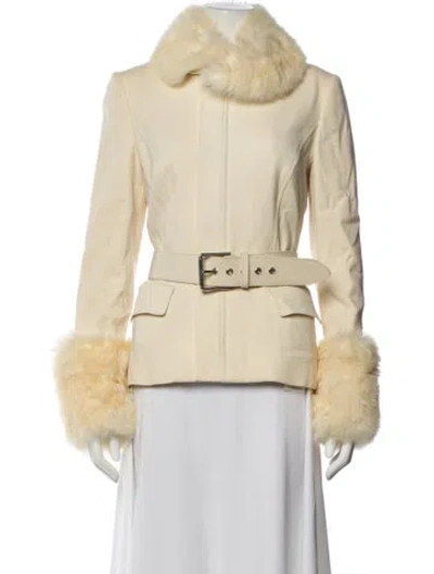 Pre-owned Ralph Lauren Wool Faux Fur Jacket In Neutral