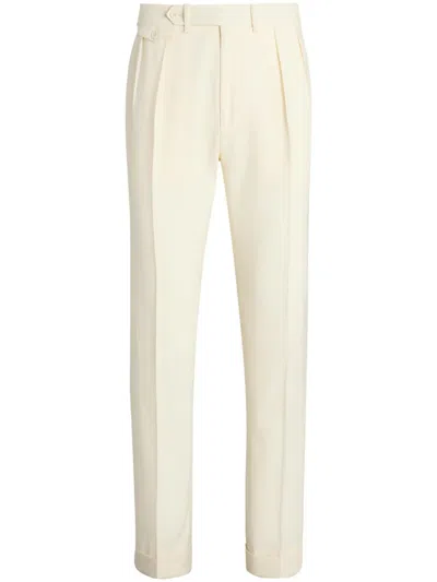 Ralph Lauren Wool Gabardine Trousers In Neutrals