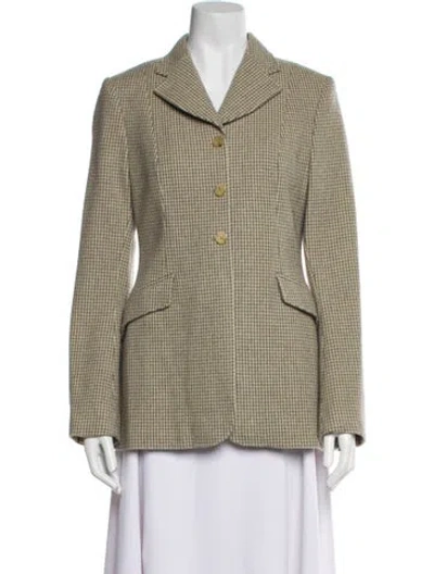 Pre-owned Ralph Lauren Wool Houndstooth Print Blazer In Neutral