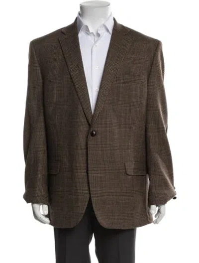 Pre-owned Ralph Lauren Wool Houndstooth Print Sport Coat In Brown