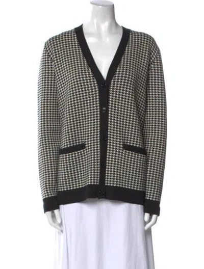 Pre-owned Ralph Lauren Wool Houndstooth Print Sweater In Black
