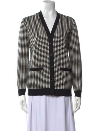 Pre-owned Ralph Lauren Wool Houndstooth Print Sweater In Black