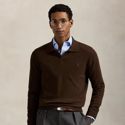 Ralph Lauren Wool Johnny-collar Sweater In Brown