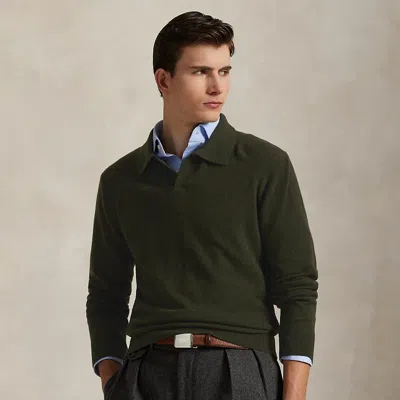 Ralph Lauren Wool Johnny-collar Sweater In Green
