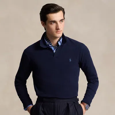 Polo Ralph Lauren Wool Johnny-collar Sweater In Hunter Navy