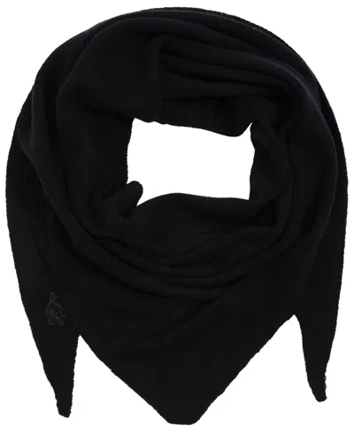 Ralph Lauren Wool Knit Triangle Scarf In Black