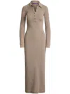 Polo Ralph Lauren Mélange Wool Jersey Polo Day Dress In Neutrals