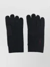 Ralph Lauren Wool Knitted Full-finger Gloves With Ribbed Cuffs In Black