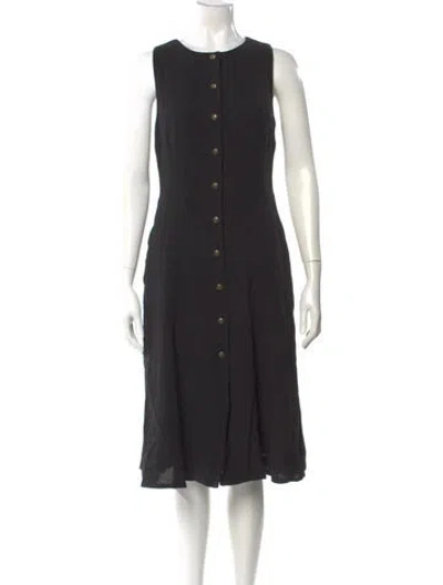 Pre-owned Ralph Lauren Wool Midi Length Dress In Black