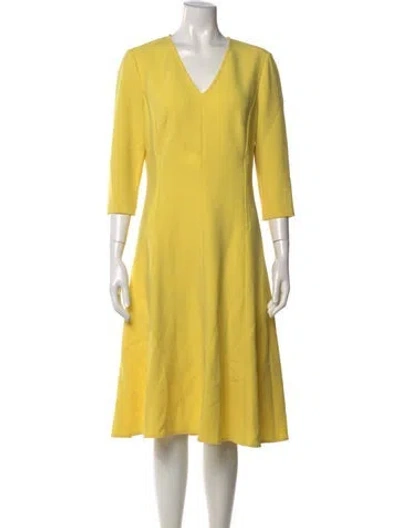 Pre-owned Ralph Lauren Wool Midi Length Dress In Yellow