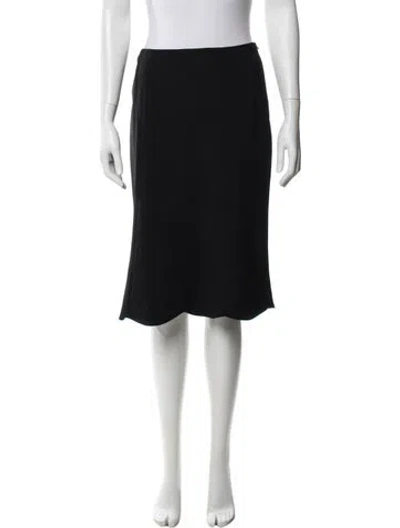 Pre-owned Ralph Lauren Wool Midi Length Skirt In Black