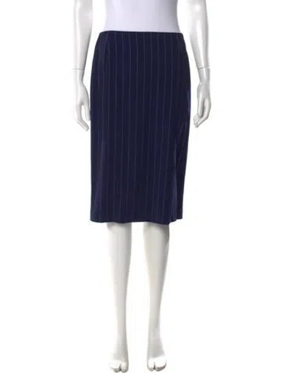 Pre-owned Ralph Lauren Wool Midi Length Skirt In Blue
