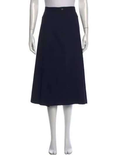 Pre-owned Ralph Lauren Wool Midi Length Skirt In Blue