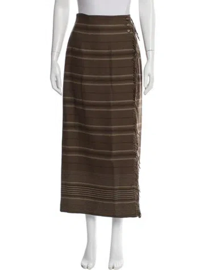 Pre-owned Ralph Lauren Wool Midi Length Skirt In Brown