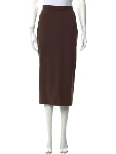 Pre-owned Ralph Lauren Wool Midi Length Skirt In Brown