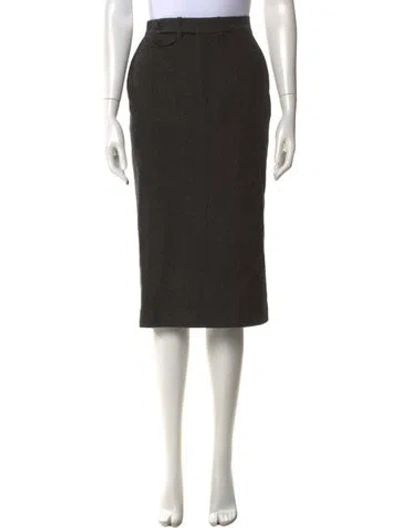 Pre-owned Ralph Lauren Wool Midi Length Skirt In Gray