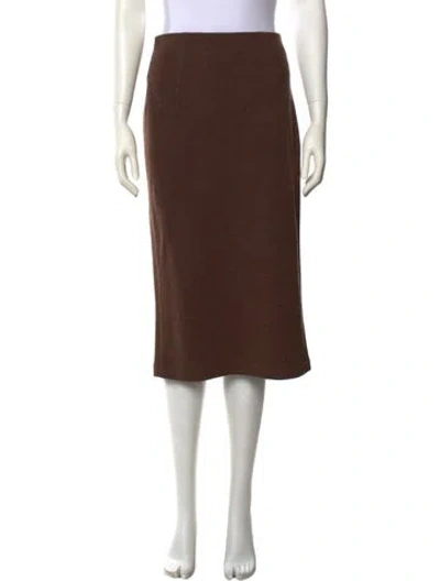 Pre-owned Ralph Lauren Wool Midi Length Skirt W/ Tags In Brown