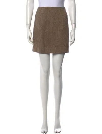 Pre-owned Ralph Lauren Wool Mini Skirt In Neutrals