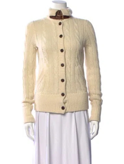 Pre-owned Ralph Lauren Wool Mock Neck Sweater In White