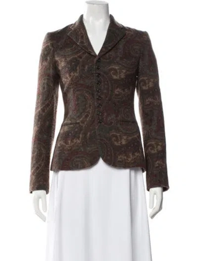 Pre-owned Ralph Lauren Wool Paisley Print Blazer In Brown