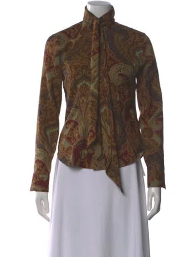 Pre-owned Ralph Lauren Wool Paisley Print Blouse In Red
