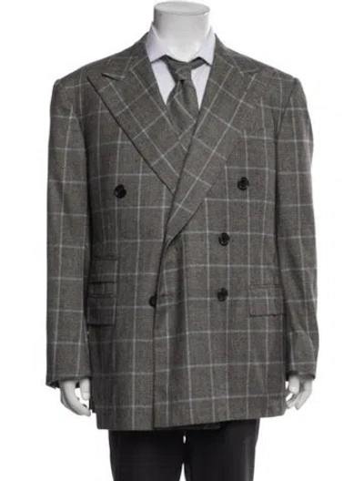 Pre-owned Ralph Lauren Wool Patterned Blazer In Gray